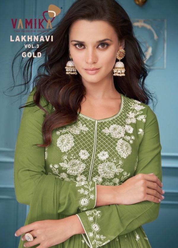 Vamika Lakhnavi Vol 3 Gold Rayon Designer Readymade Suit